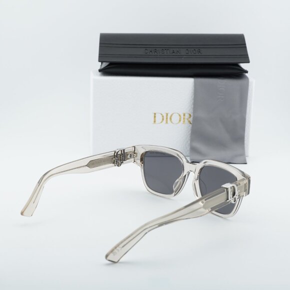 Dior OBLIQUE S1F 78A0 Sunglasses Khaki Square Frame, Grey Lenses